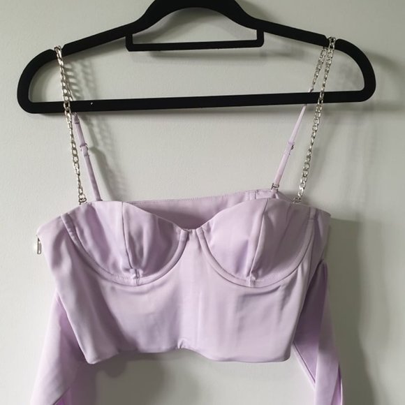 Oh Polly Love Chain Underwired Bustier Crop Top in - Picture 2 of 4